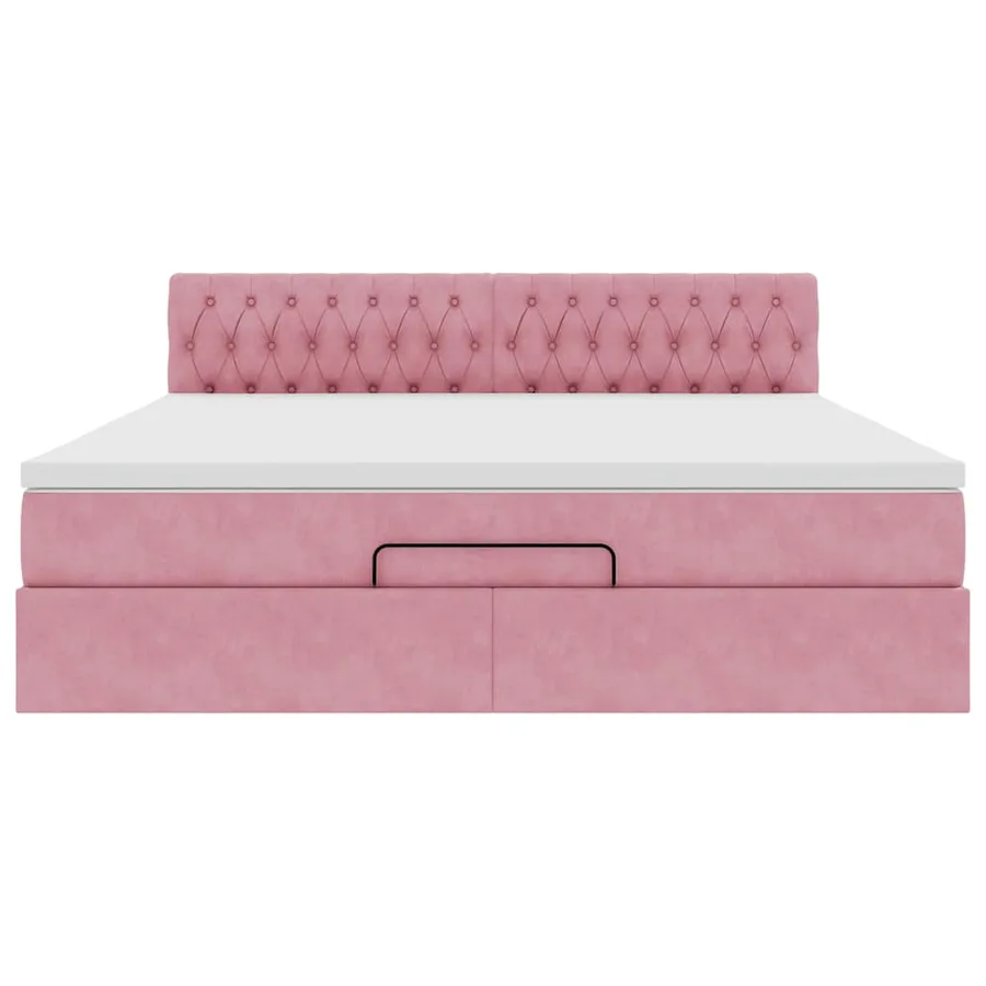 Cadre de lit ottoman avec matelas rose 180x200 cm velours - 7