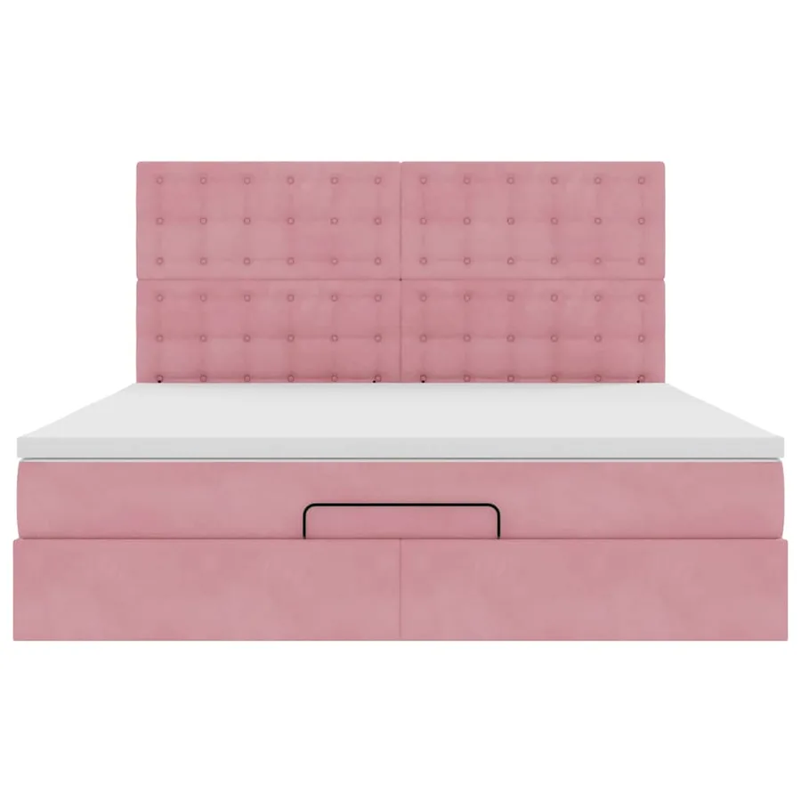 Cadre de lit ottoman avec matelas rose 180x200 cm velours - 7