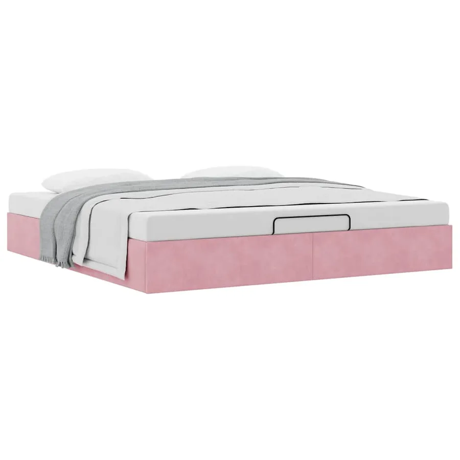 Cadre de lit ottoman sans matelas rose 180x200 cm velours - 5