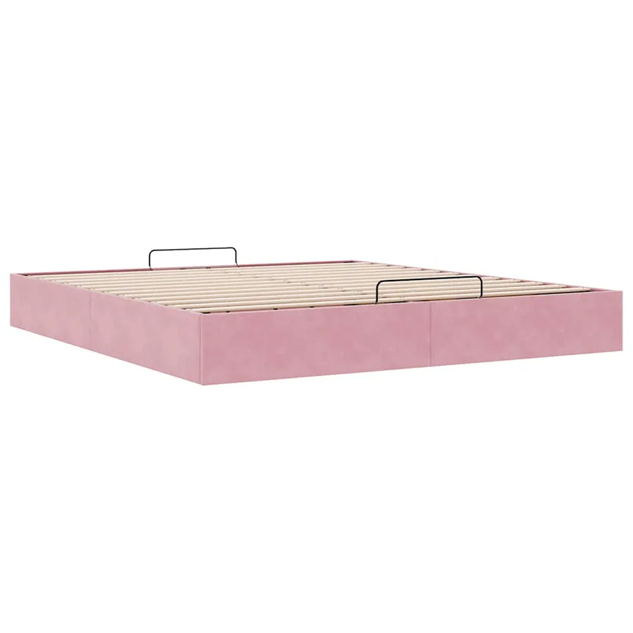 Cadre de lit ottoman sans matelas rose 180x200 cm velours - 6