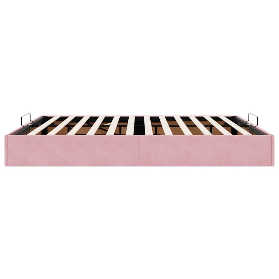 Cadre de lit ottoman sans matelas rose 180x200 cm velours - 8
