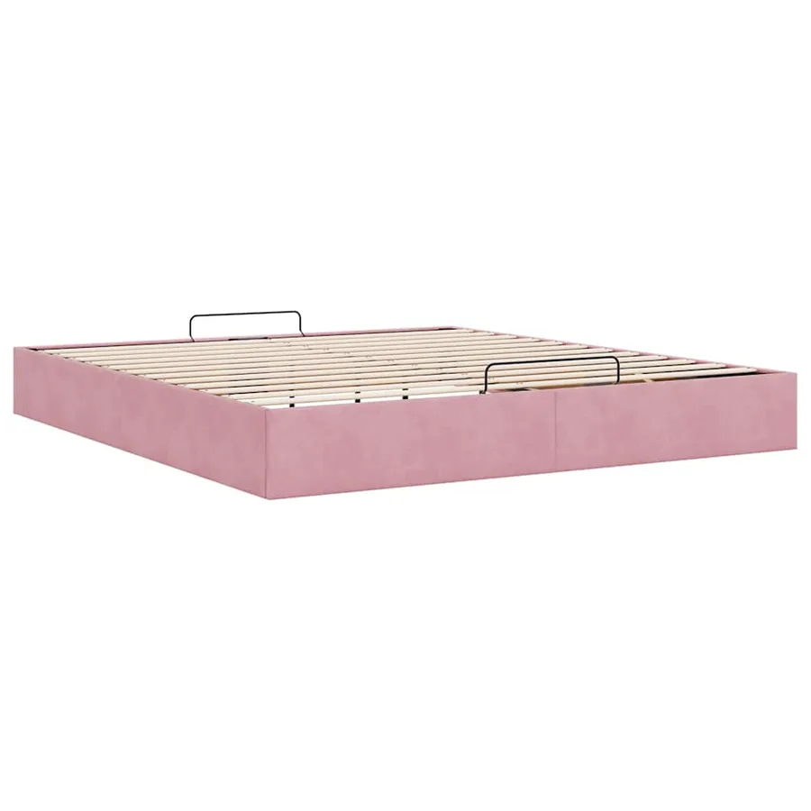 Cadre de lit ottoman sans matelas rose 180x200 cm velours - 9