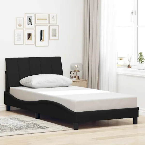 Cadre de lit sans matelas Hanko noir 100x200 cm tissu