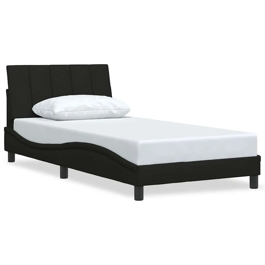 Cadre de lit sans matelas Hanko noir 100x200 cm tissu - 2