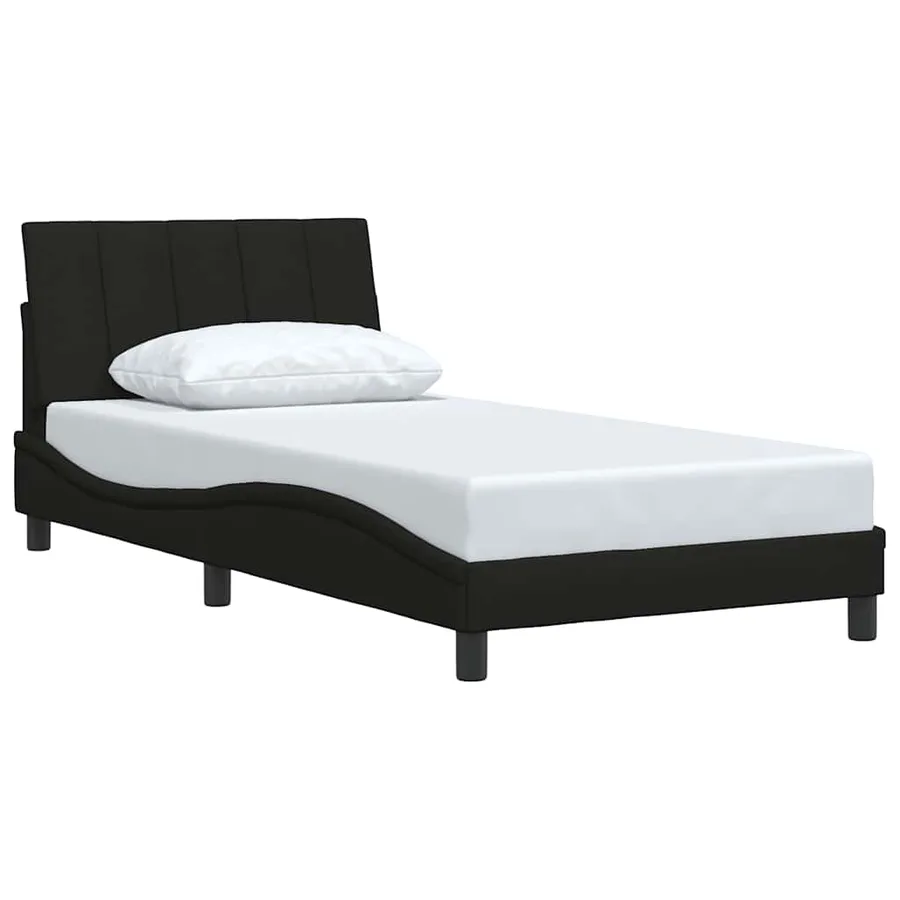 Cadre de lit sans matelas Hanko noir 100x200 cm tissu - 3