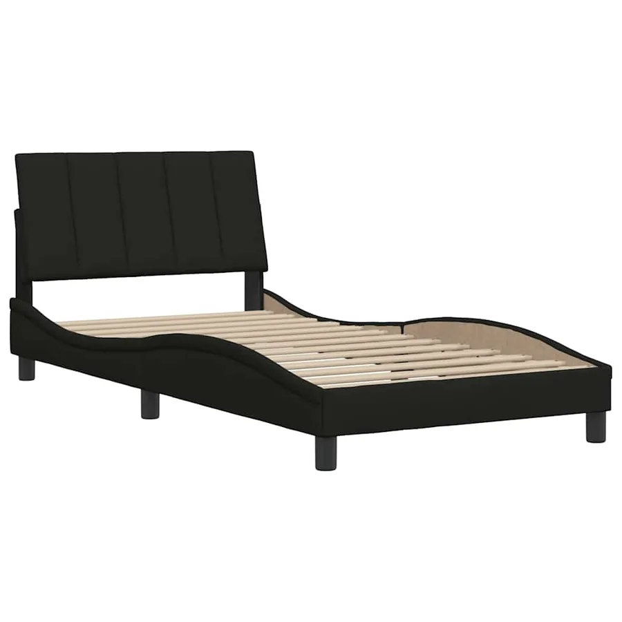 Cadre de lit sans matelas Hanko noir 100x200 cm tissu - 4