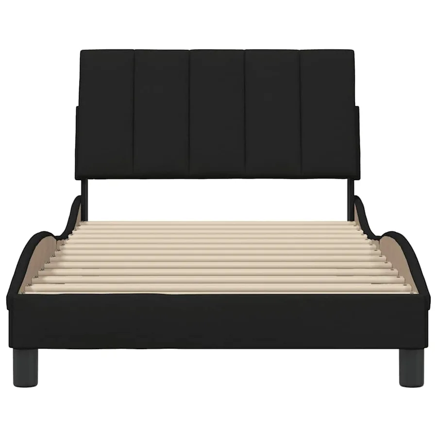 Cadre de lit sans matelas Hanko noir 100x200 cm tissu - 5