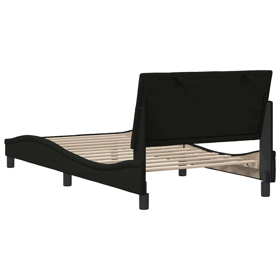 Cadre de lit sans matelas Hanko noir 100x200 cm tissu - 9