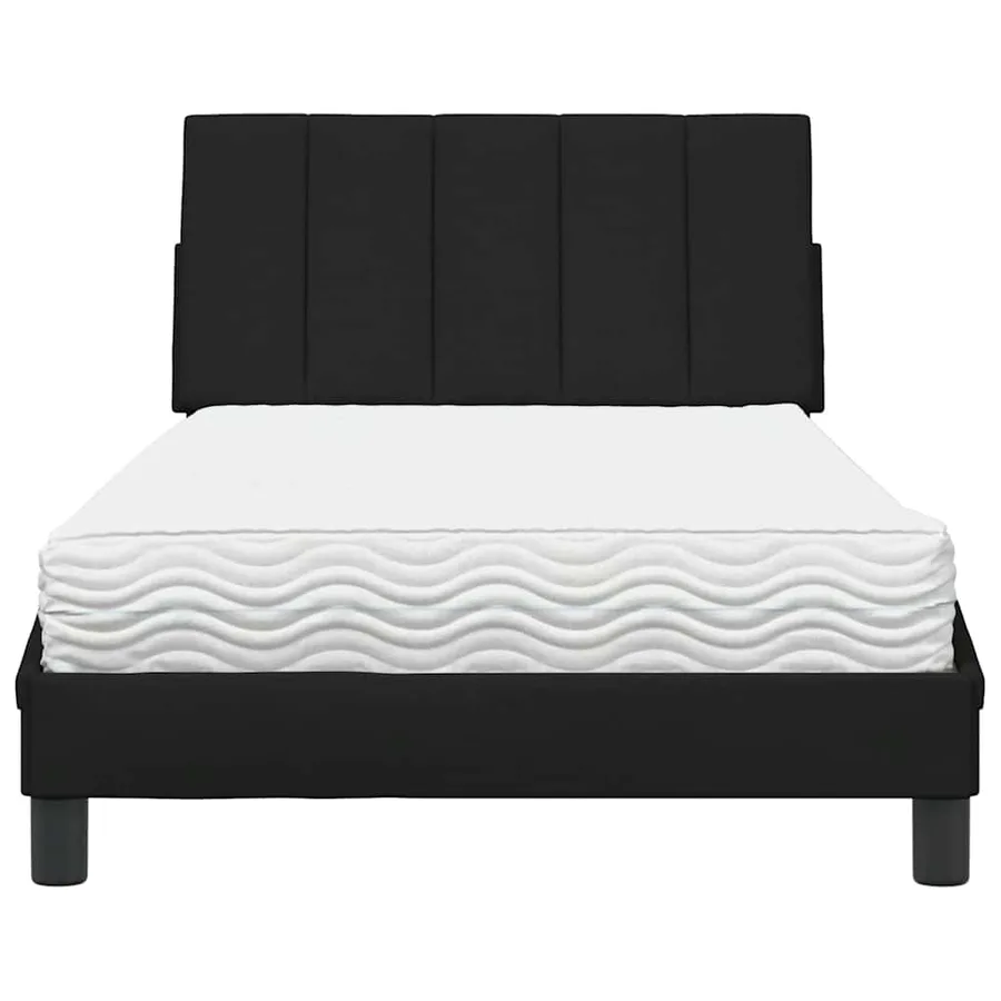 Lit avec matelas Hanko noir 100x200 cm tissu - 5