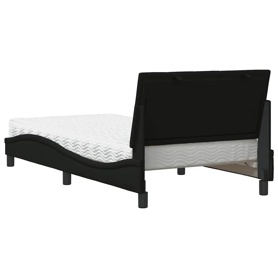 Lit avec matelas Hanko noir 100x200 cm tissu - 7