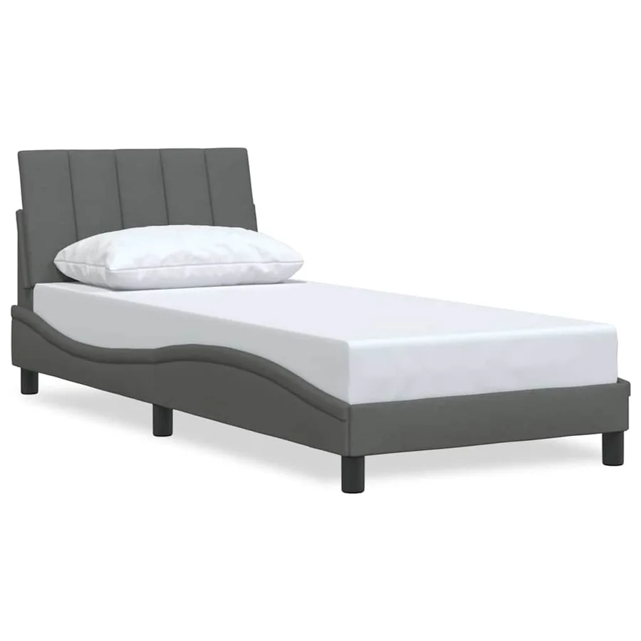 Cadre de lit sans matelas Hanko gris foncé 90x200 cm tissu - 2