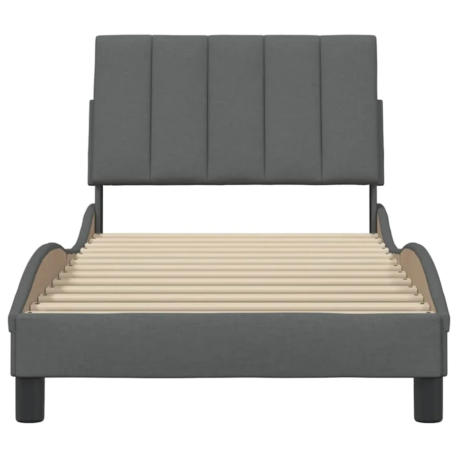 Cadre de lit sans matelas Hanko gris foncé 90x200 cm tissu - 5