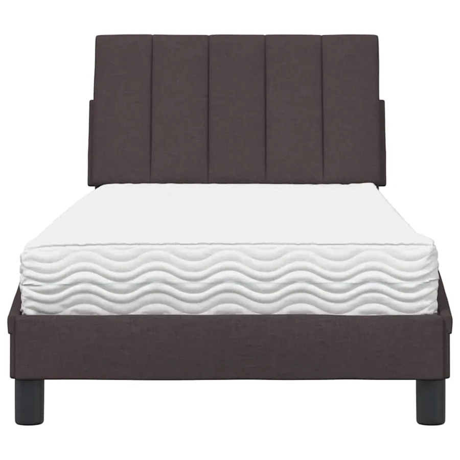 Lit avec matelas Hanko marron foncé 90x200 cm tissu - 5