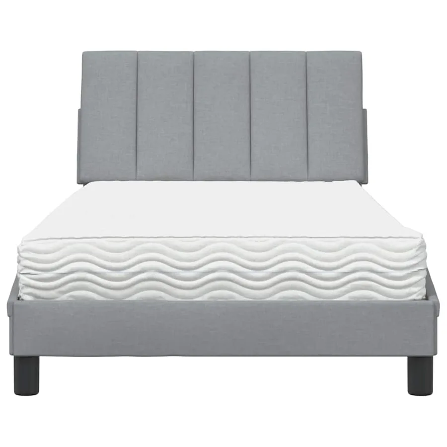 Lit avec matelas Hanko gris clair 100x200 cm tissu - 5