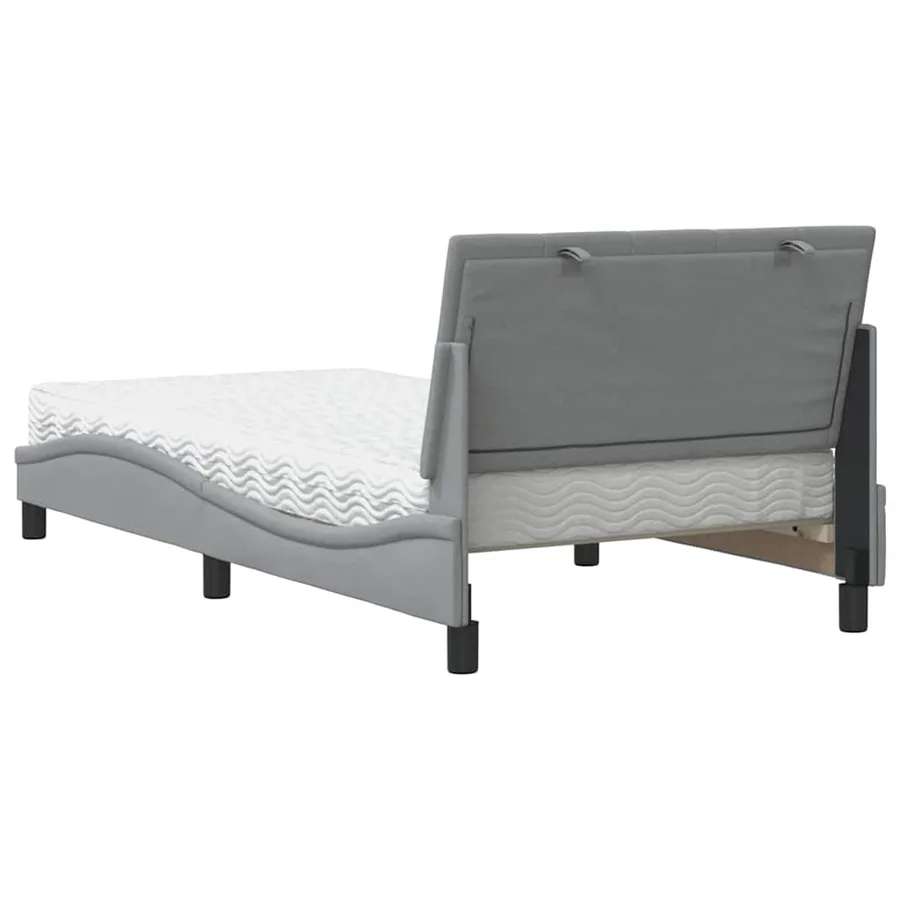 Lit avec matelas Hanko gris clair 100x200 cm tissu - 7