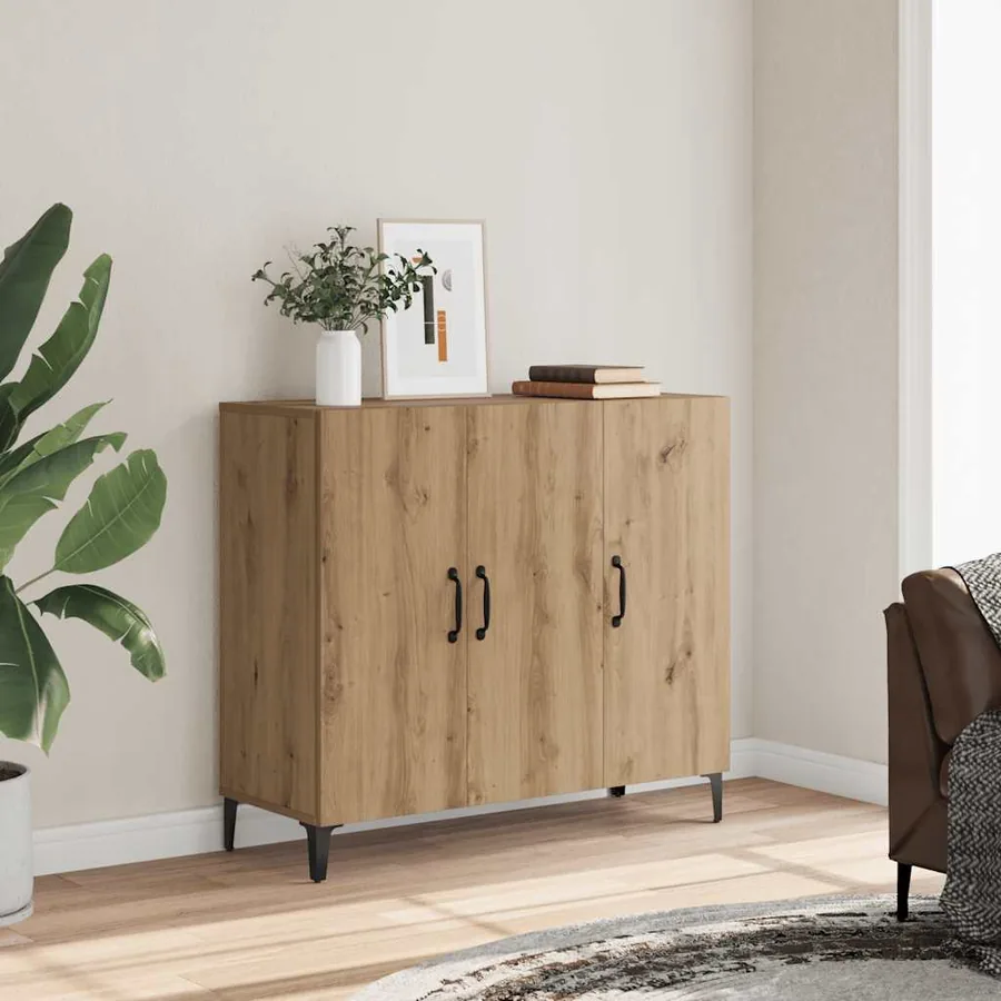 Buffet chêne artisanal 90x34x80 cm bois d'ingénierie
