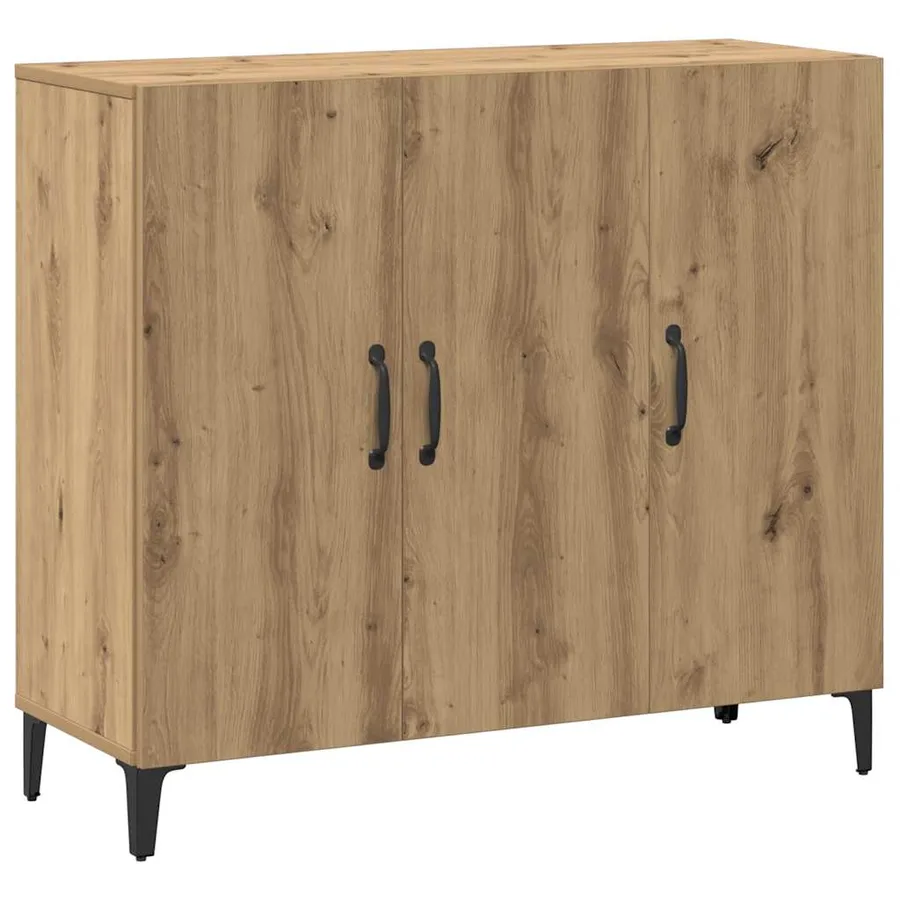 Buffet chêne artisanal 90x34x80 cm bois d'ingénierie - 2