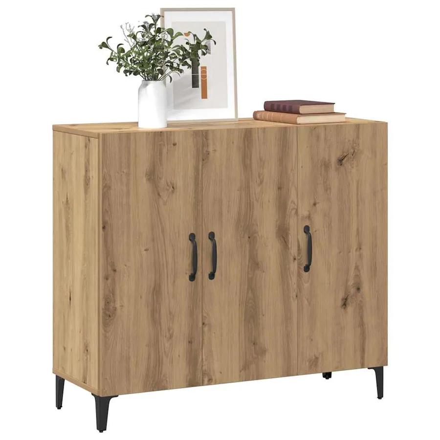 Buffet chêne artisanal 90x34x80 cm bois d'ingénierie - 3