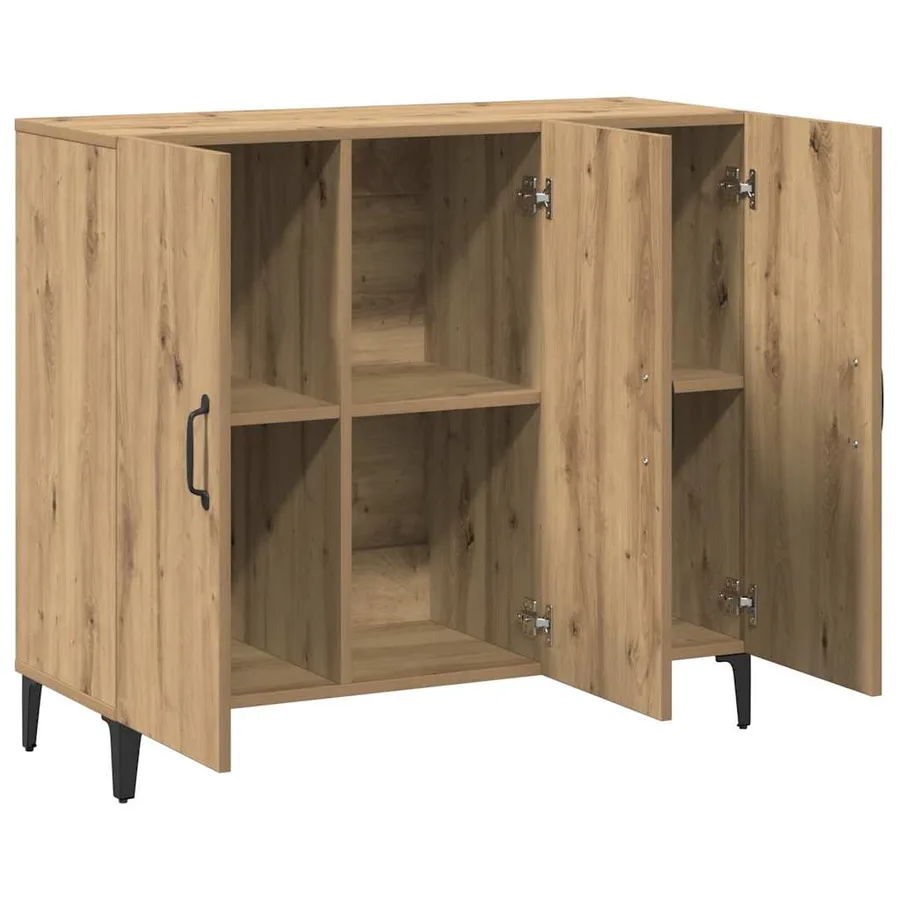 Buffet chêne artisanal 90x34x80 cm bois d'ingénierie - 5