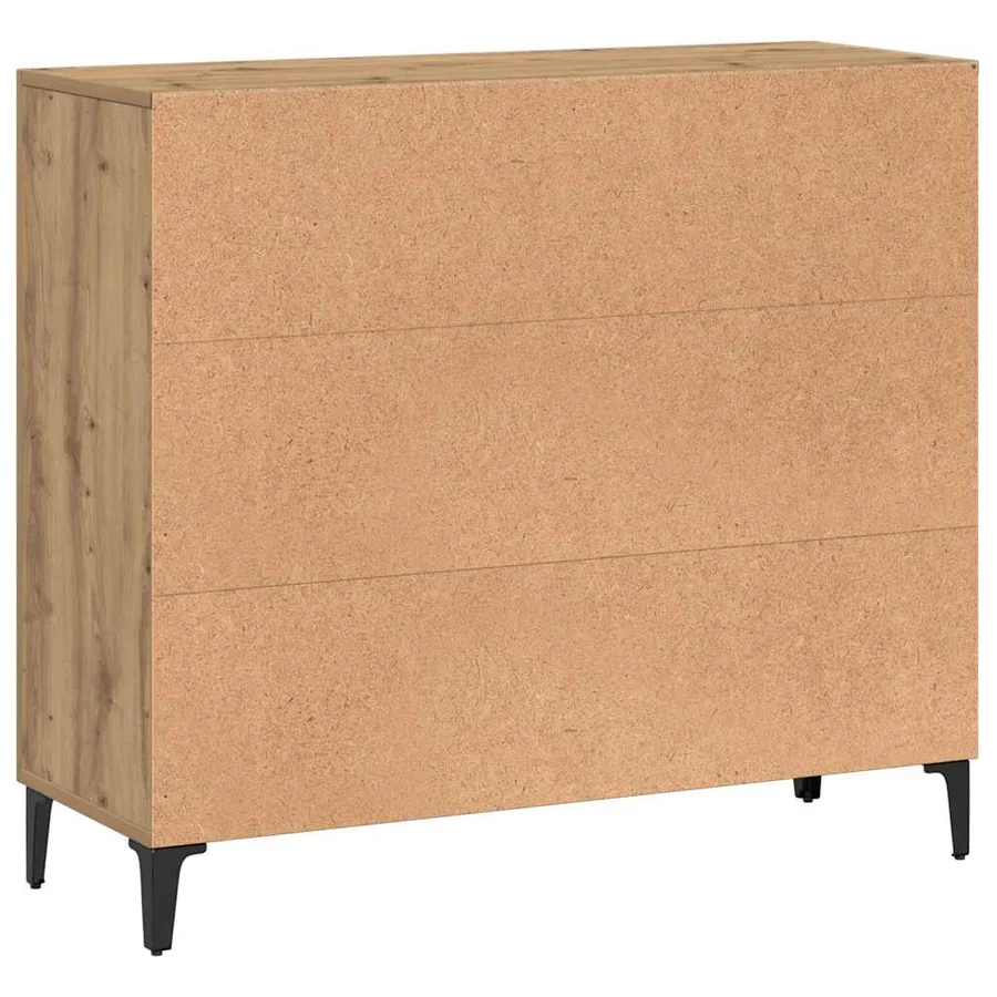 Buffet chêne artisanal 90x34x80 cm bois d'ingénierie - 7