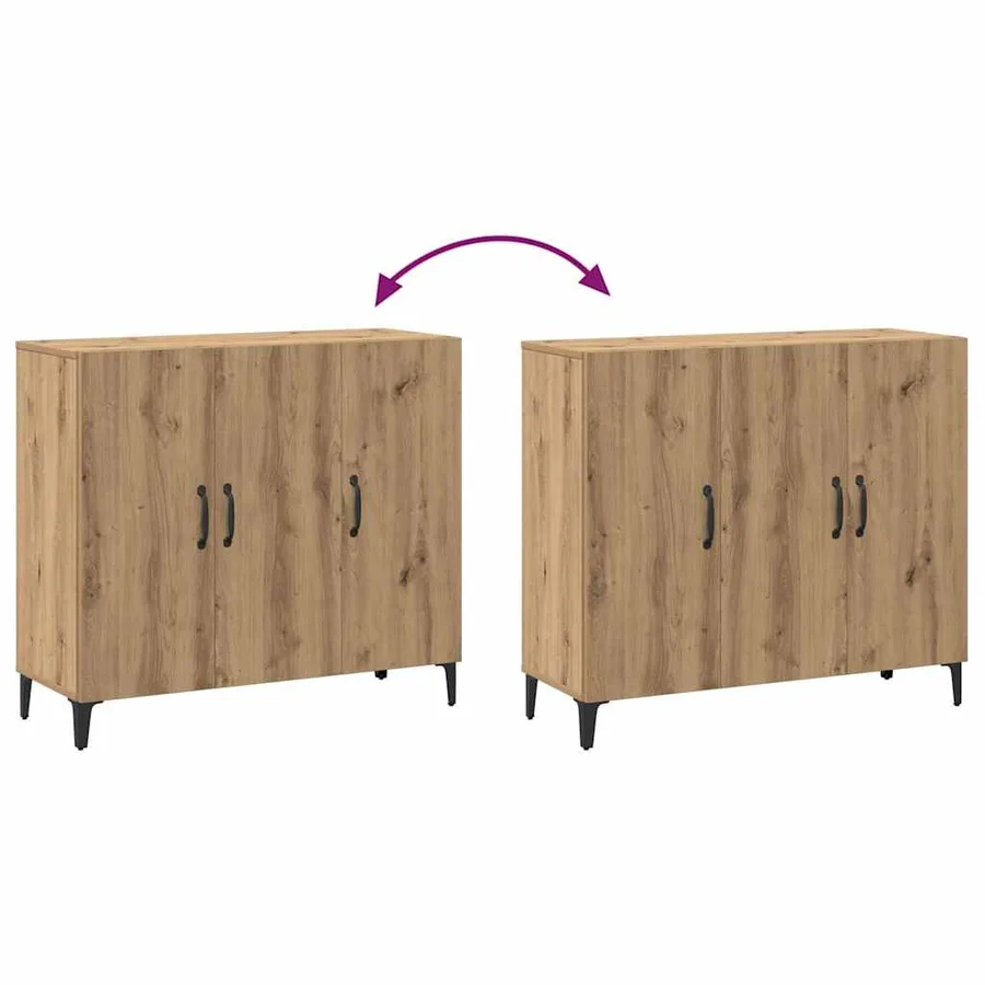 Buffet chêne artisanal 90x34x80 cm bois d'ingénierie - 8