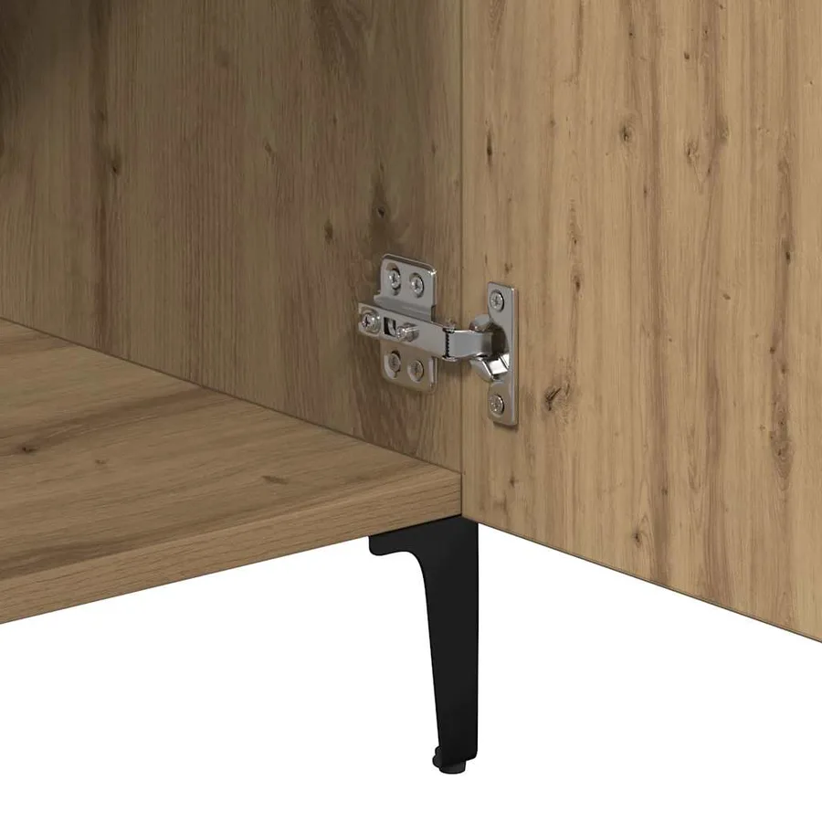 Buffet chêne artisanal 90x34x80 cm bois d'ingénierie - 9