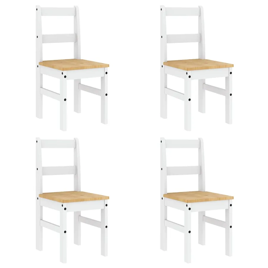 Ensemble à manger PANAMA 5 pcs blanc bois de pin massif - 4