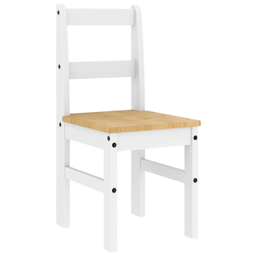 Ensemble à manger PANAMA 5 pcs blanc bois de pin massif - 5