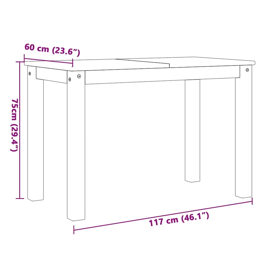 Ensemble à manger PANAMA 3 pcs blanc bois de pin massif - 12