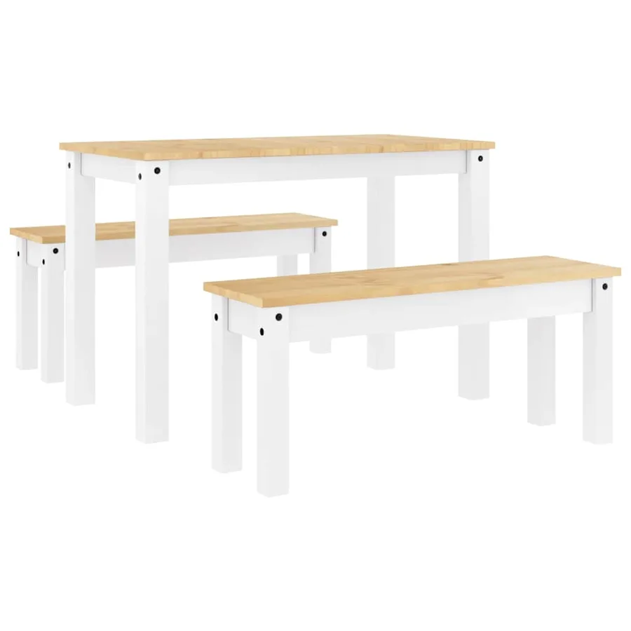 Ensemble à manger PANAMA 3 pcs blanc bois de pin massif - 2