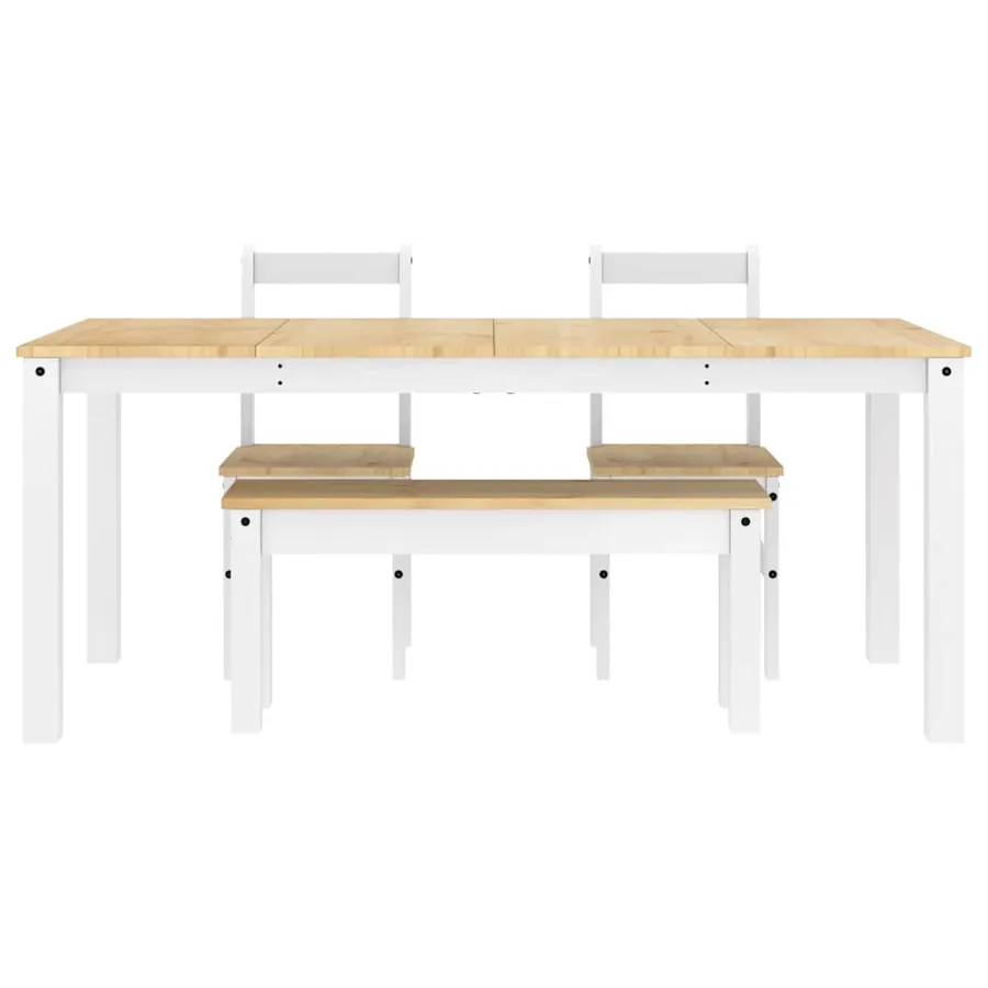 Ensemble à manger PANAMA 4 pcs blanc bois de pin massif - 8