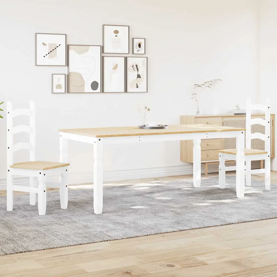 Ensemble à manger PANAMA 3 pcs blanc bois de pin massif - 3