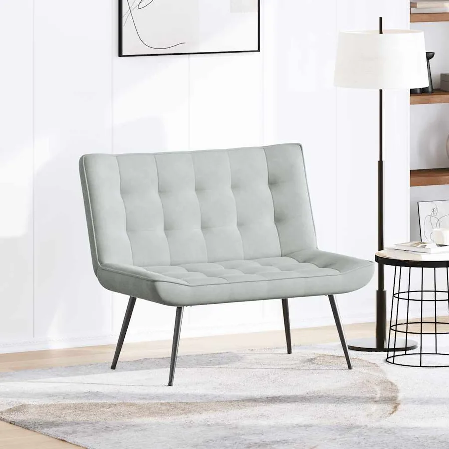 Banc gris clair 110x74x84 cm velours - 3