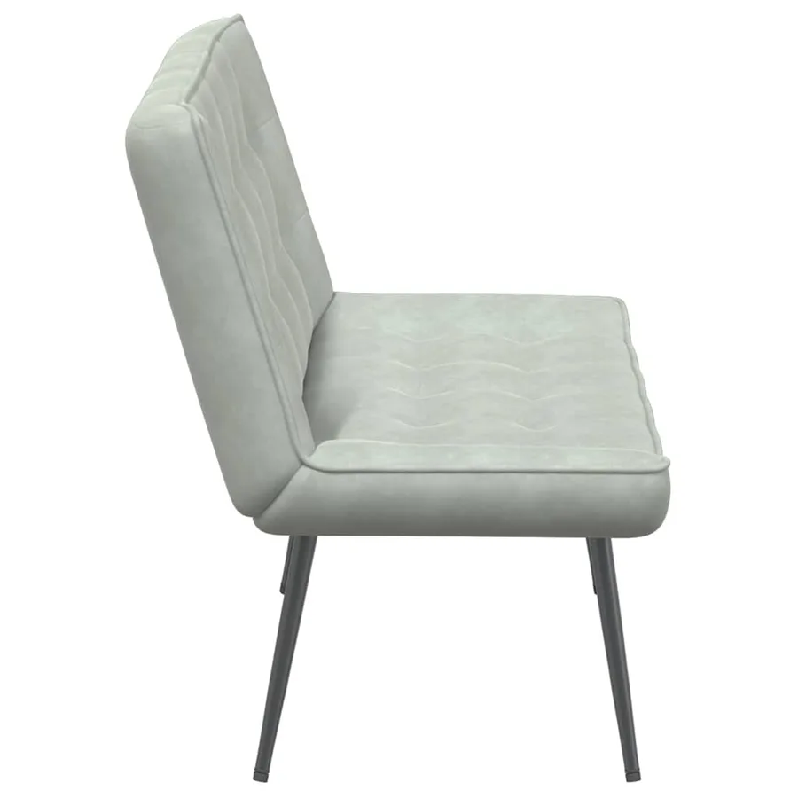 Banc gris clair 110x74x84 cm velours - 5