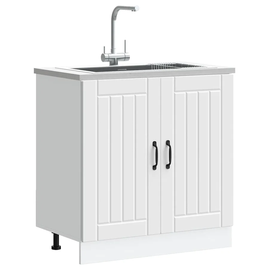 Meuble de base de lavabo Lucca blanc bois d'ingénierie - 3