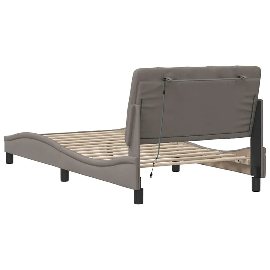 Cadre de lit avec LED sans matelas taupe 100x200 cm tissu - 10