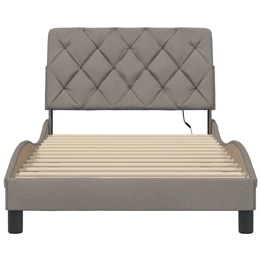 Cadre de lit avec LED sans matelas taupe 100x200 cm tissu - 5