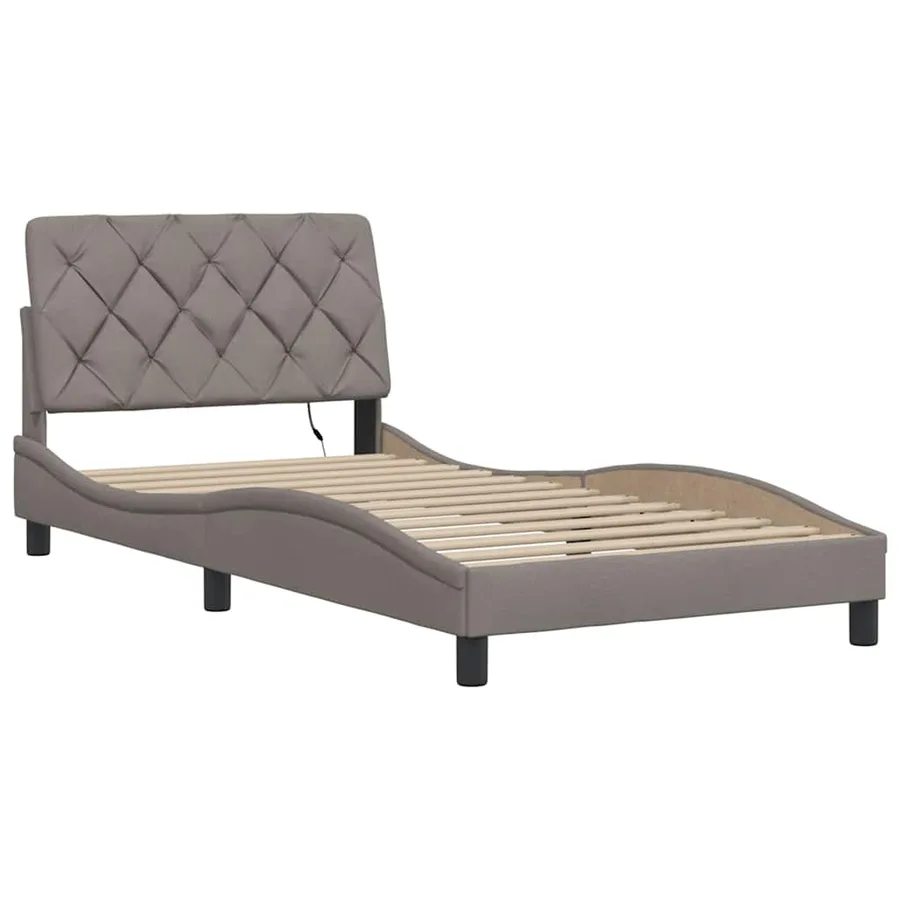 Cadre de lit avec LED sans matelas taupe 100x200 cm tissu - 9