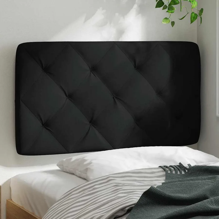 Coussin de tête de lit noir 80 cm tissu - 3