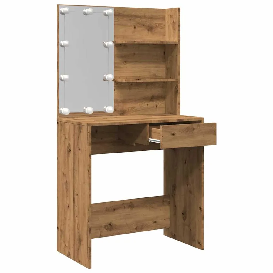 Coiffeuse avec LED chêne artisanal 74,5x40x141 cm - 9