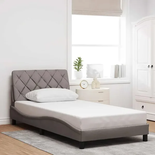 Cadre de lit sans matelas taupe 100x200 cm tissu