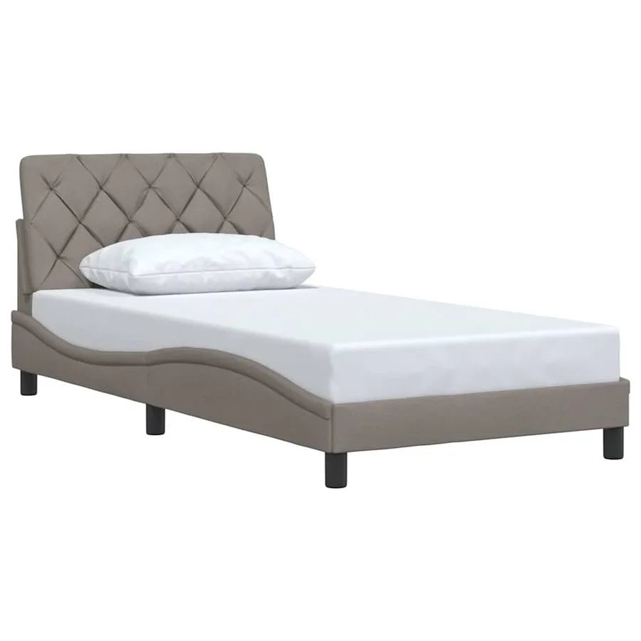 Cadre de lit sans matelas taupe 100x200 cm tissu - 2