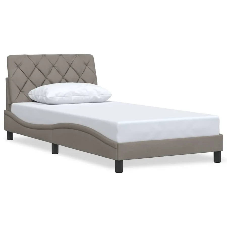 Cadre de lit sans matelas taupe 100x200 cm tissu - 3