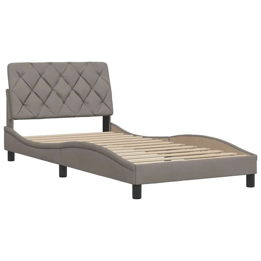 Cadre de lit sans matelas taupe 100x200 cm tissu - 4