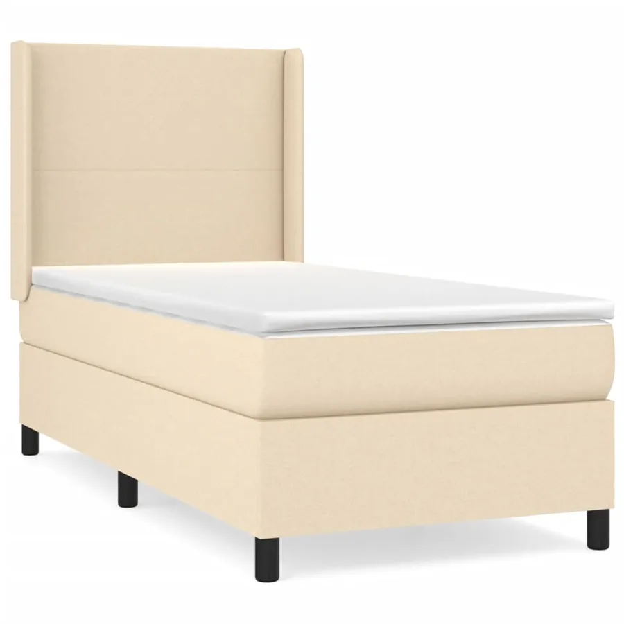 Sommier à lattes de lit avec matelas Crème 80x200 cm Tissu - 2
