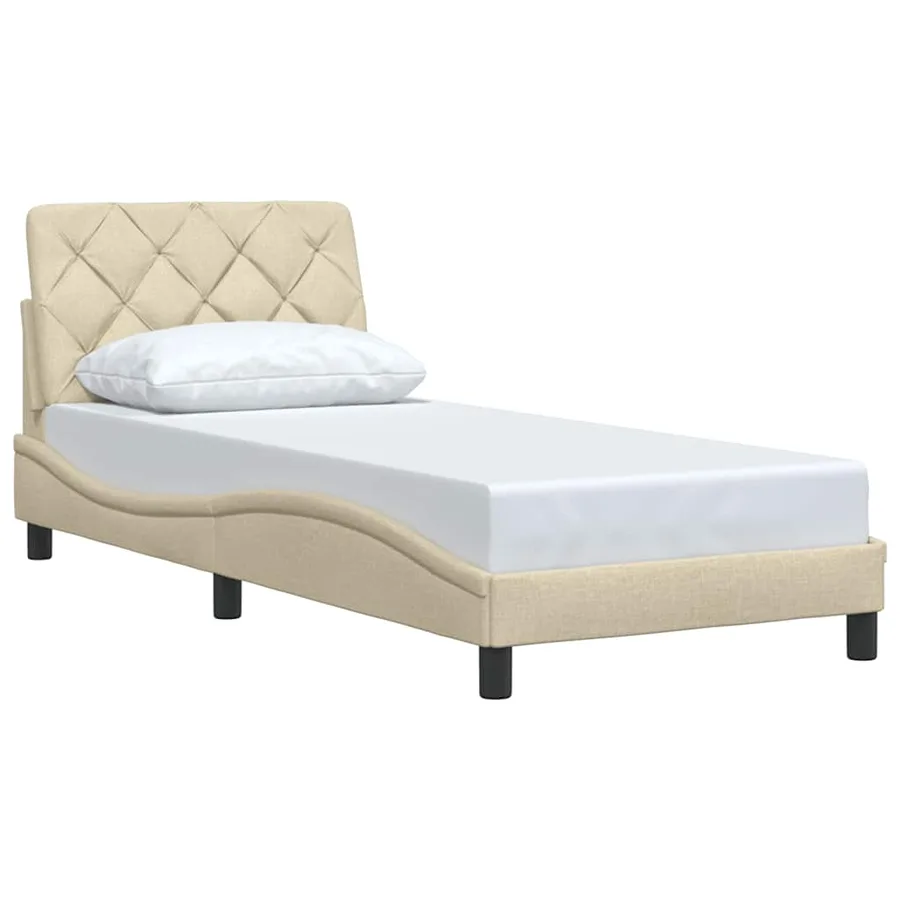 Cadre de lit sans matelas crème 90x190 cm tissu - 3