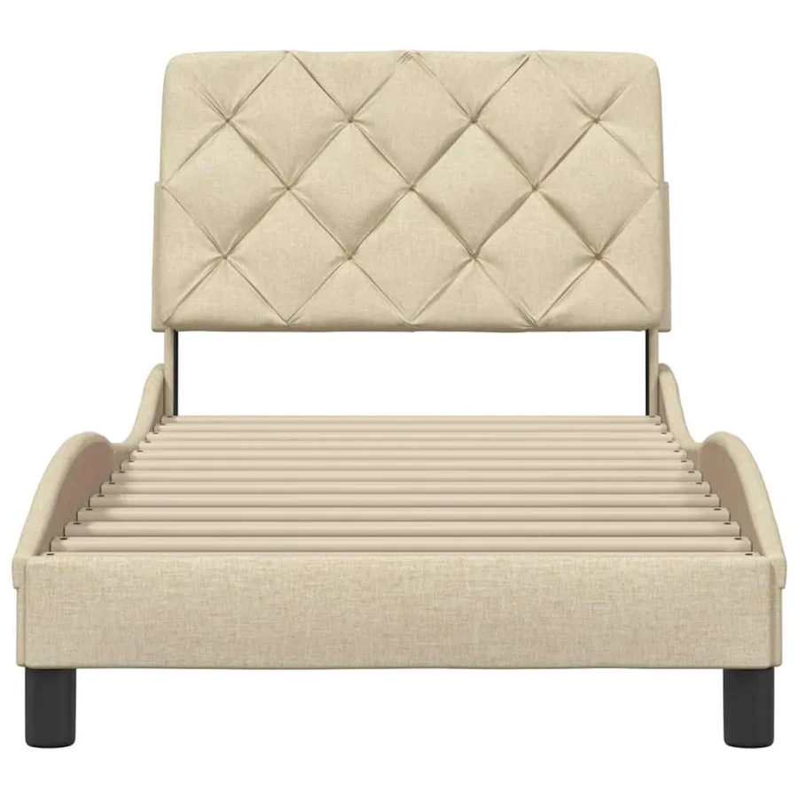 Cadre de lit sans matelas crème 90x190 cm tissu - 5