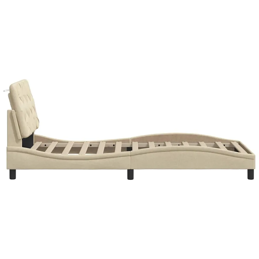 Cadre de lit sans matelas crème 90x190 cm tissu - 8