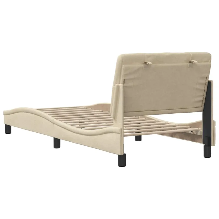 Cadre de lit sans matelas crème 90x190 cm tissu - 9