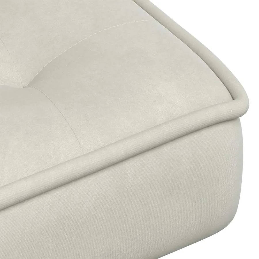 Chaise de relaxation avec tabouret crème velours - 10